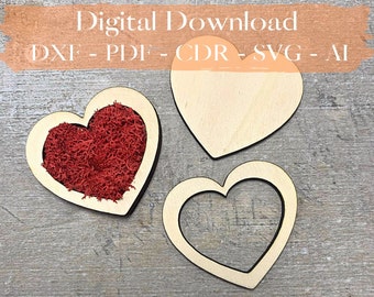 Modello SVG per taglio laser a forma di cuore: progetto CNC (download digitale)