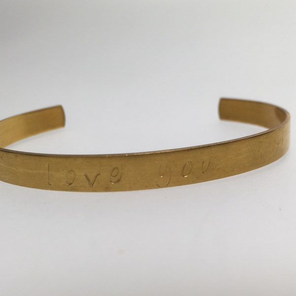 Bracelet brass with text "love you"