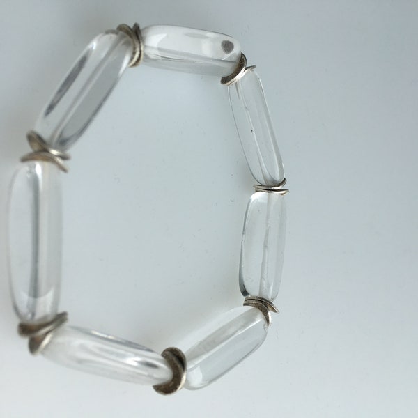 Bracelet tricanized ground rock crystal