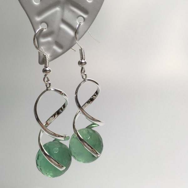 Earrings with rainbow fluorite