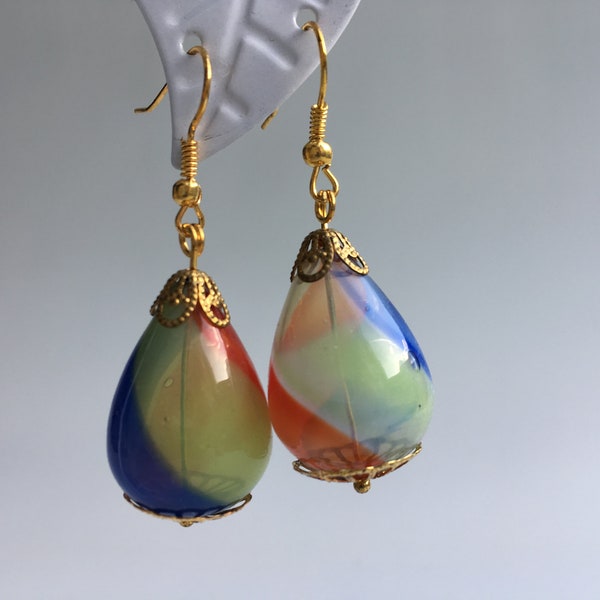 Earrings Glass hollow bead drop-shaped