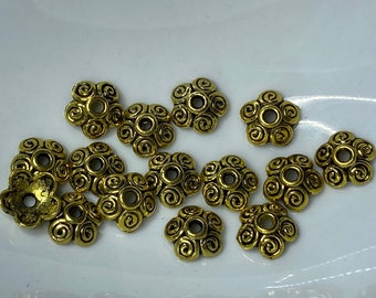 10 Stück Perlenkappen 10 mm altgold