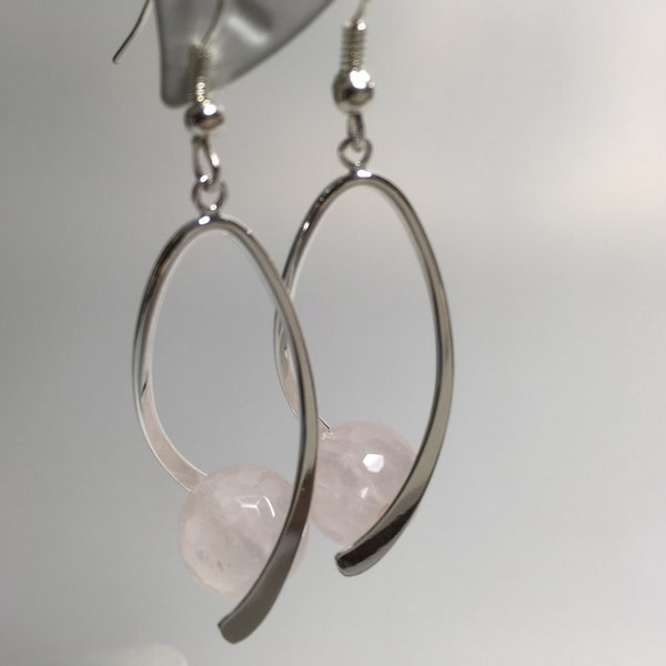 Earrings with real rose quartz