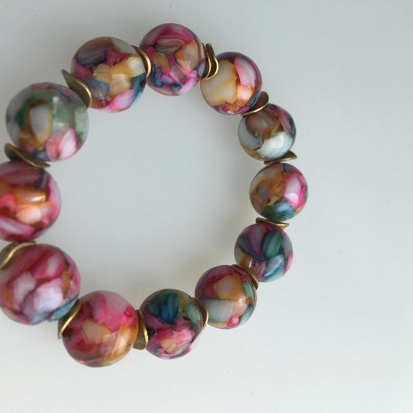 Bracelet shell beads pink-colorful
