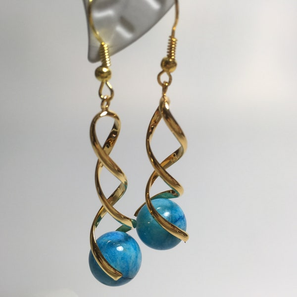 Earrings gold Crazy Lace Agate