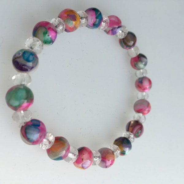 Bracelet shell beads with rock crystal