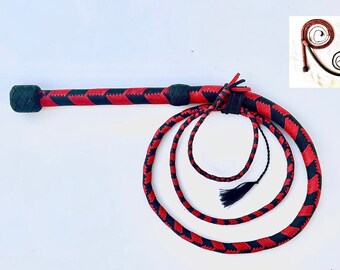 Frusta di nylon a 24 trecce, lunga 6 piedi, cerata (corda del fabbricante di fruste) (rossa e nera)