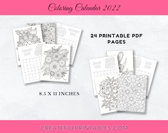 2022 Coloring Calendar| Zen Style |Coloring Pages| Coloring Quotes