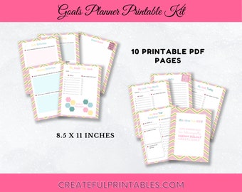 Goals Resolutions Planner Printable Pack PDF| Worksheets| Notebook| Tracker