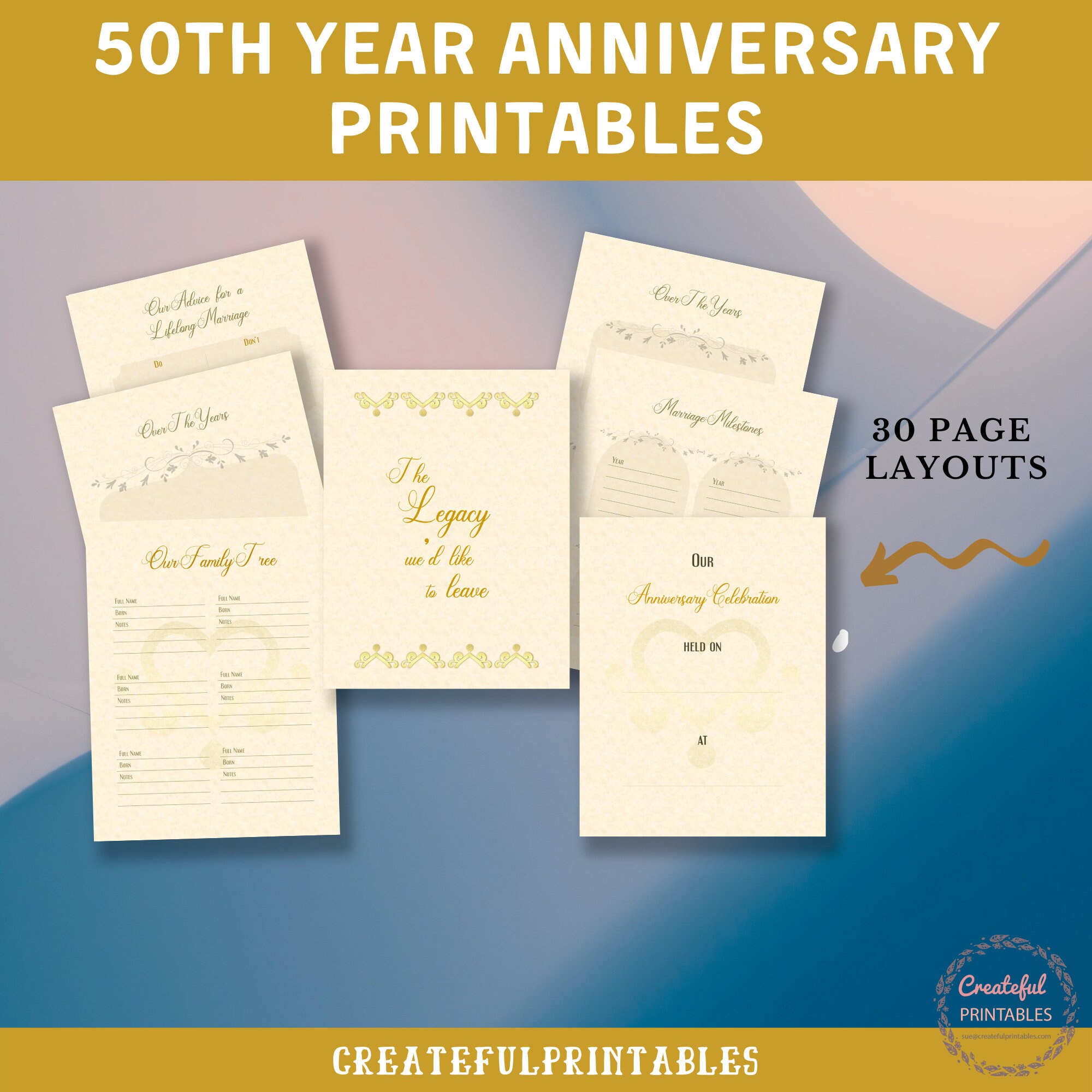 50th Year Anniversary Printables Set| Digital | PDF | Family Memories ...