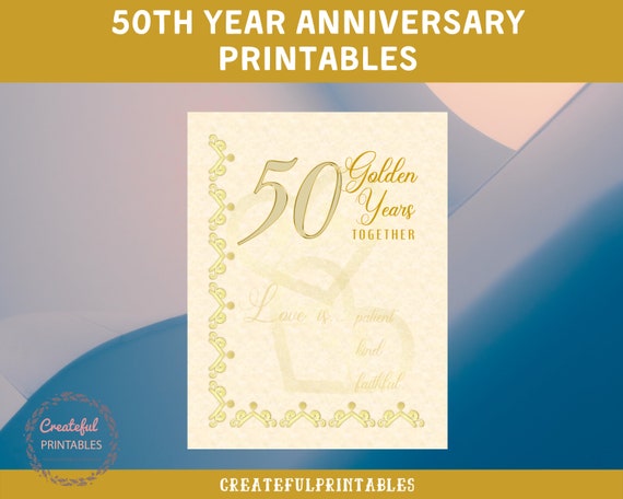 50th Year Anniversary Printables Set Digital PDF Family - Etsy