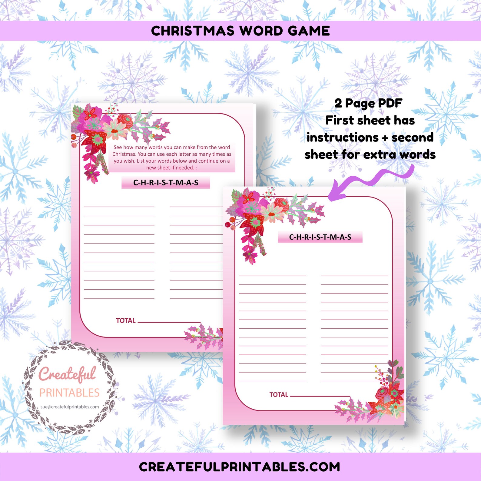 Christmas Word Game Printable Christmas Family Game Holiday | Etsy