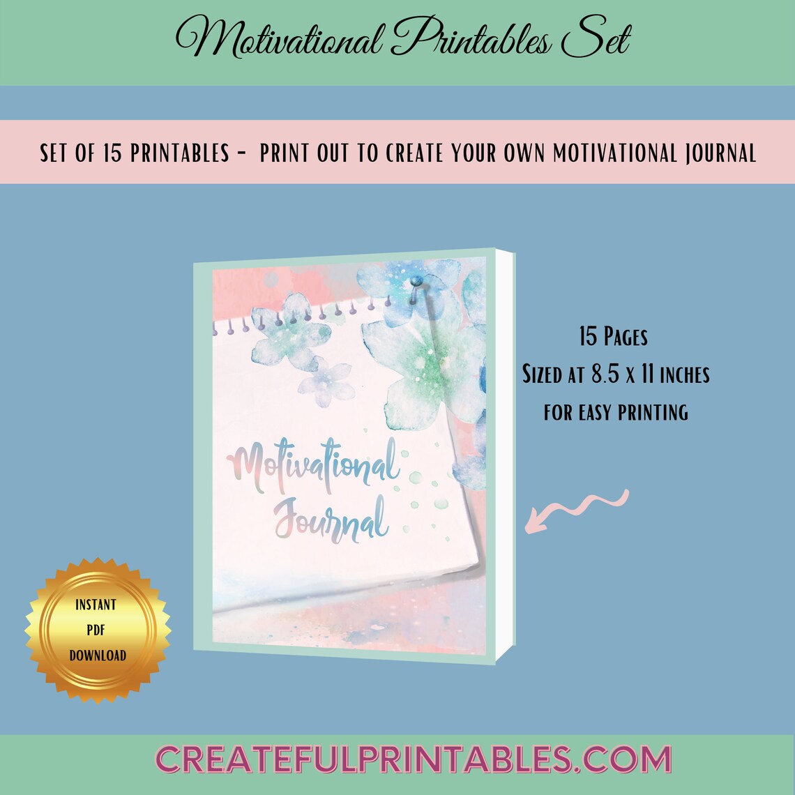 Motivational Printable Planner Insert Digital Notebook - Etsy