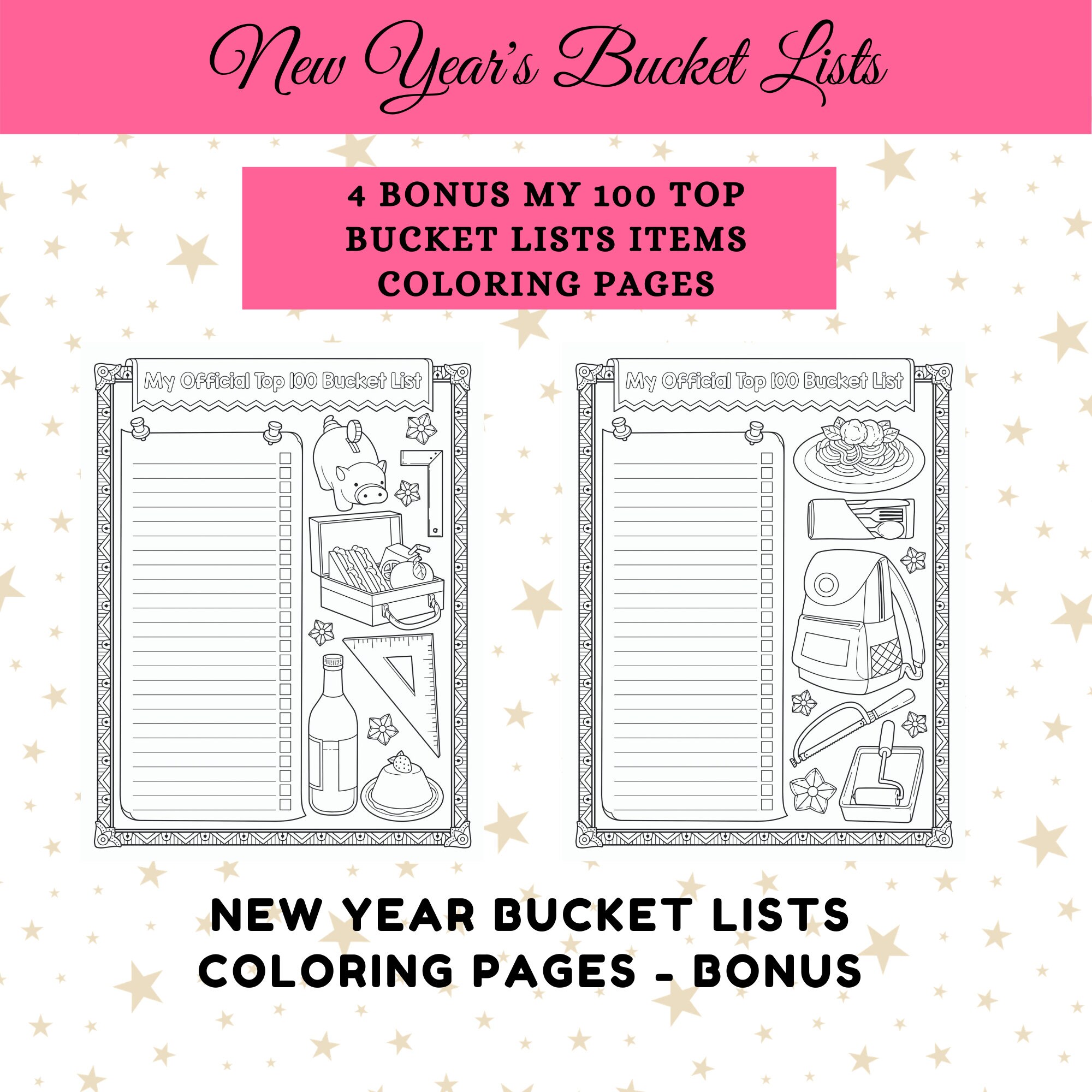 New Year Bucket List Printables Set Journal Family Planner Etsy UK