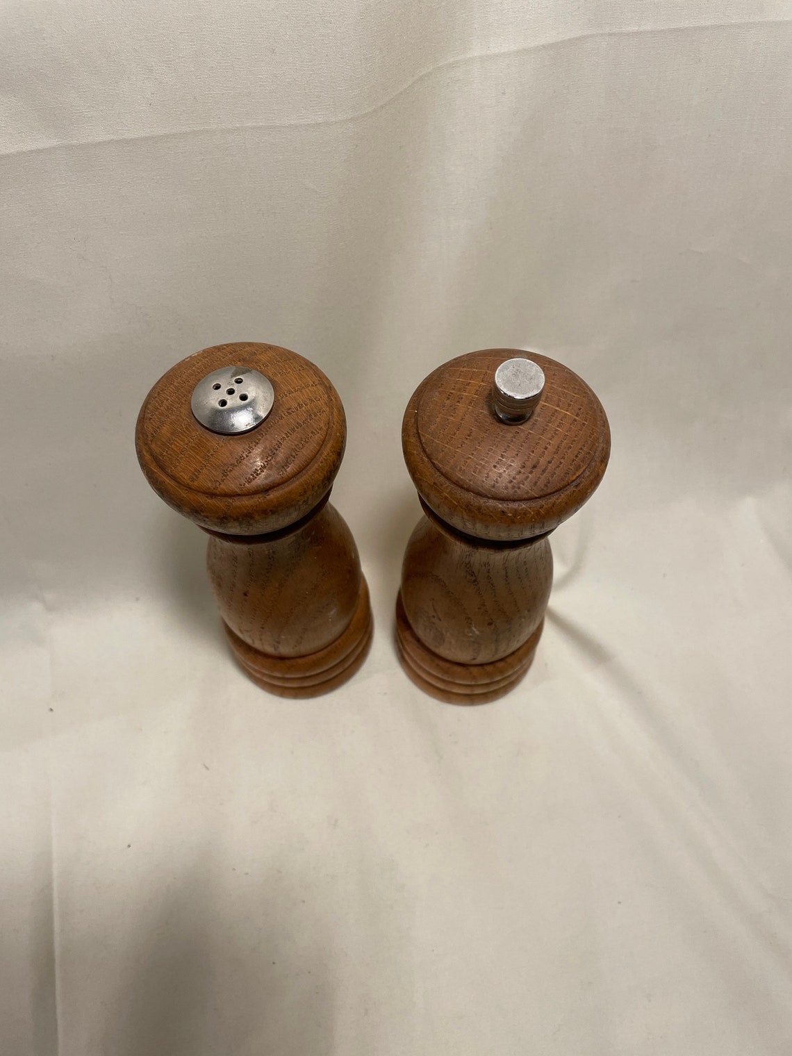 Vintage Set of Olde Thompson Wood Salt and Pepper Shakers Etsy