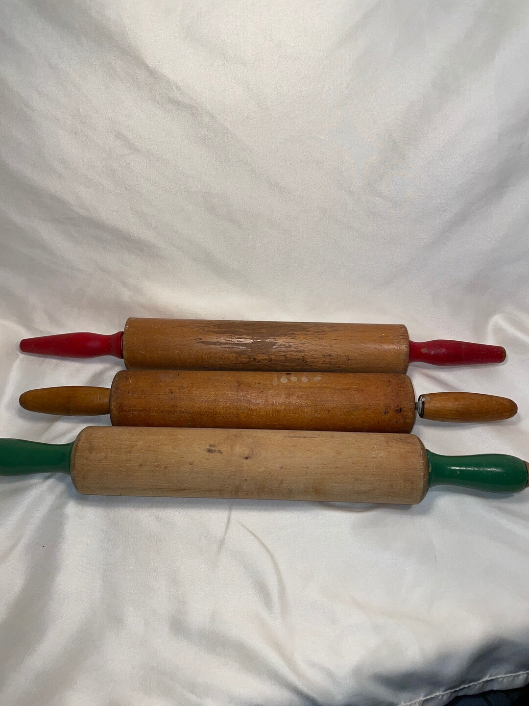 3 Vintage Wooden Rolling Pins Etsy