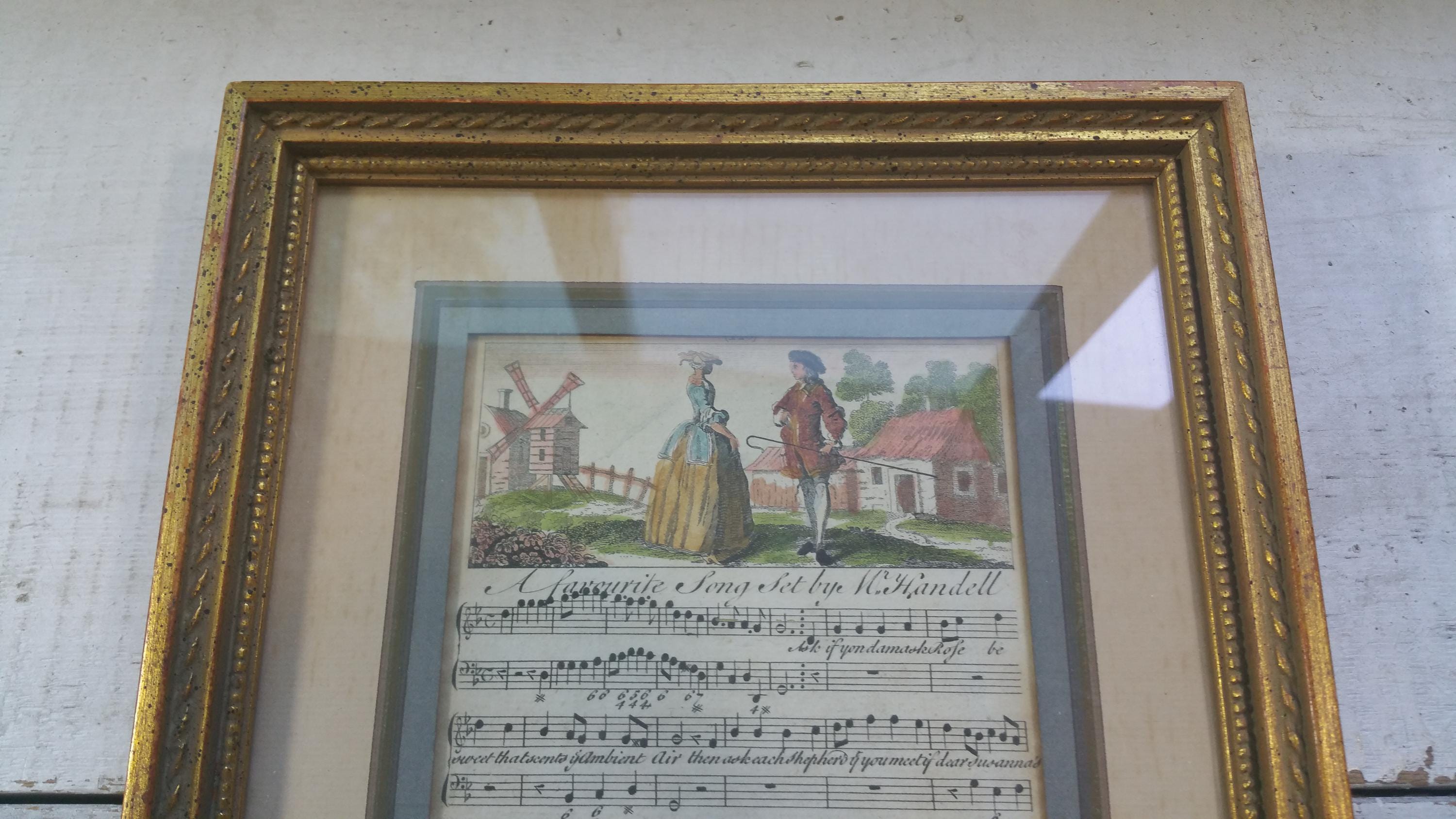 1700s Framed Sheet Music Antique Gold Frame Susanna Handel Handell ...