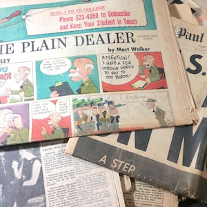 ELECCIÓN Secciones de periódico de los años 60 Cómics antiguos Revista basura envejecida por la luna Efímeras Foto Anuncios antiguos Álbum de recortes de imágenes Suministros de bricolaje retro Kennedy amarillo
