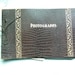 Antique Alligator Skin Photo Album baby Photographs Pictures Black Gold Gilt Repurpose Book Family Scrapbook Ephemera Distressed Old Display 