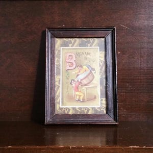 Antike Gerahmtes Baignade Imprevue Kinder Dumping Fass Bild Grußkarte Post Jugendstil Dekorative Holz Wandbehang Viktorianisch Alt
