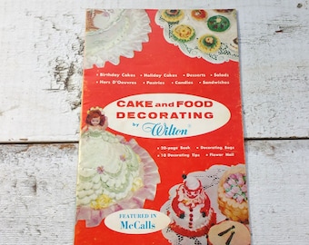 1956 Decoración de pasteles y alimentos con Wilton Cookbook Vintage Favorito Cumpleaños Boda Postres navideños Pasteles de cocina Recetas familiares Hornear