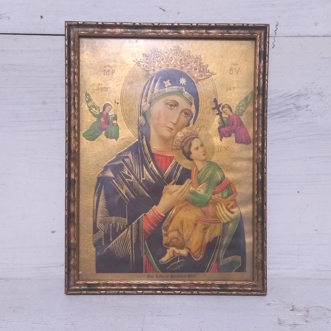 Our Lady of Perpetual Help Icon Art Print Antique Gold Gilt Picture ...