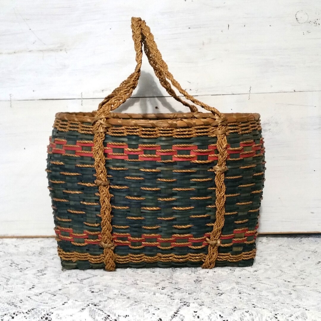 Weaved Basket Bag Vintage Purse Flower Holder Decor Eclectic Etsy