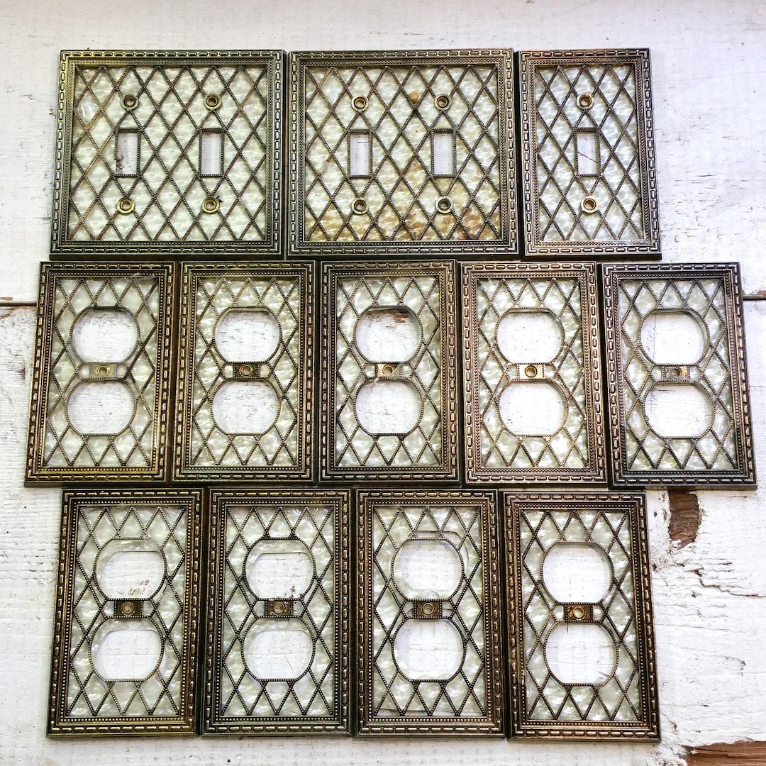 LOT Ornate Gold-tone Lattice Switch Plate Covers Vintage 1976 American ...