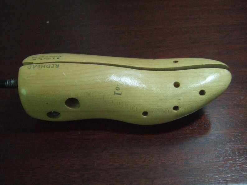 Vintage RedHead Shoe Stretcher Industrial Farmhouse Vanity Wall Decor Rochester O.A Miller Shoe Tree Wooden Cobbler Tool Rustic Primitive