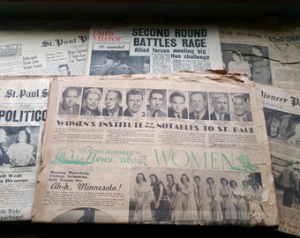 CHOICE 1940s Newspaper Sections Antique Tattered Worn Junk Journal Ephemera Old Paper Ads Images Scrapbooking Journal Kit Bundle Supplies