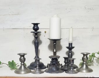 シルバー チェンバースティック テーパーキャンドルスティックホルダー