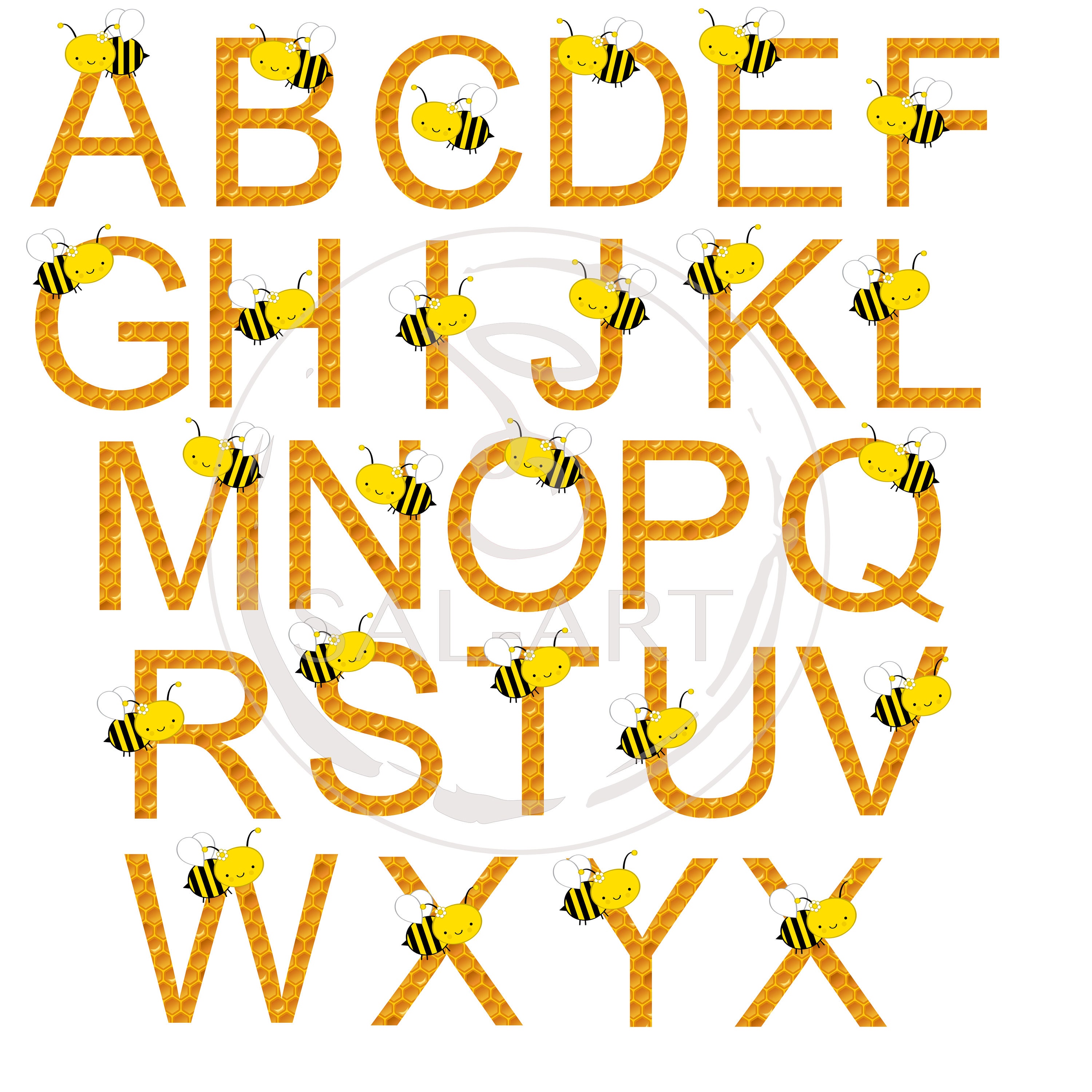 Printable Bee Alphabet Letters