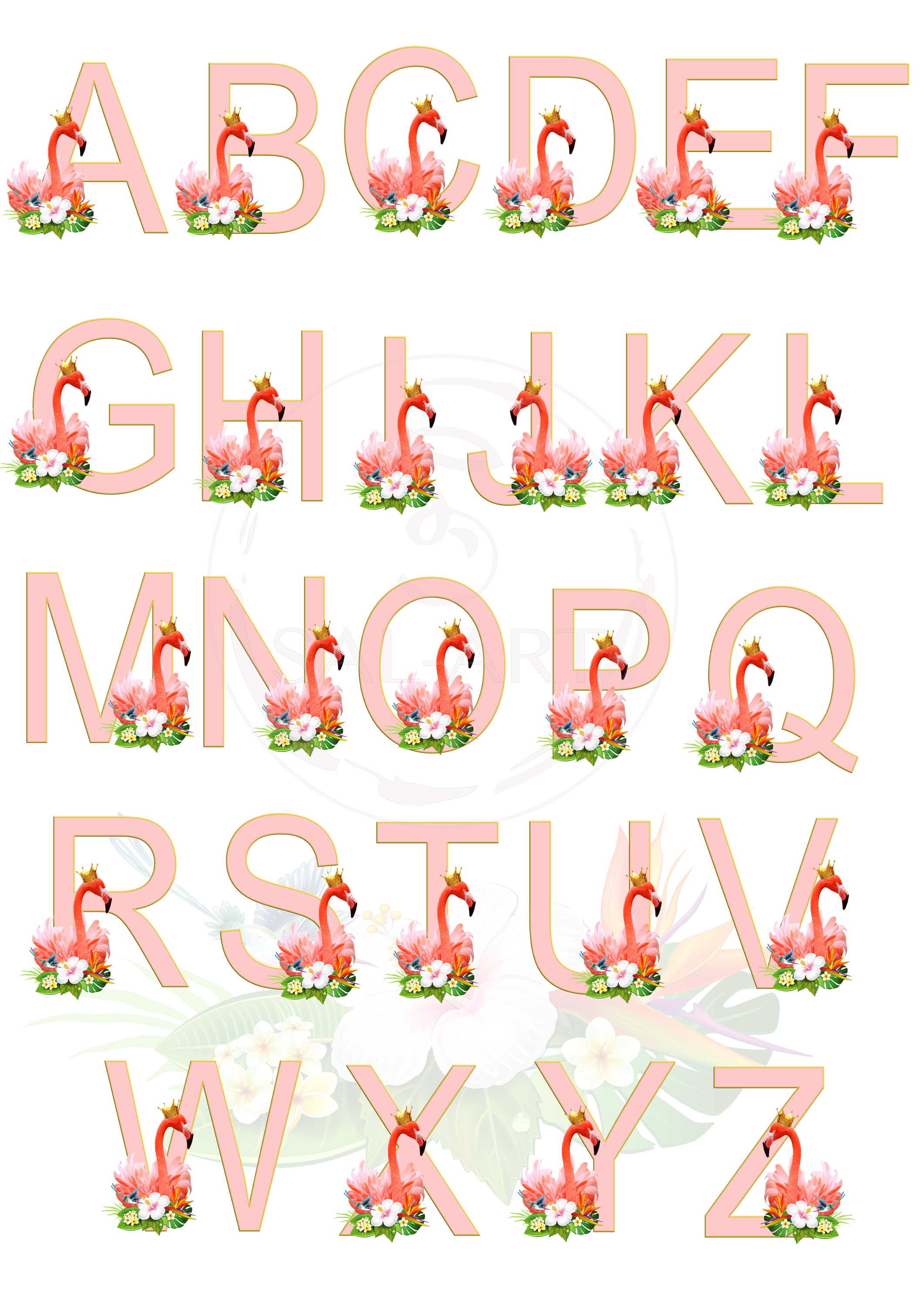 Amazing Flamingo Alphabet Digital Download Clipart Letters Etsy UK