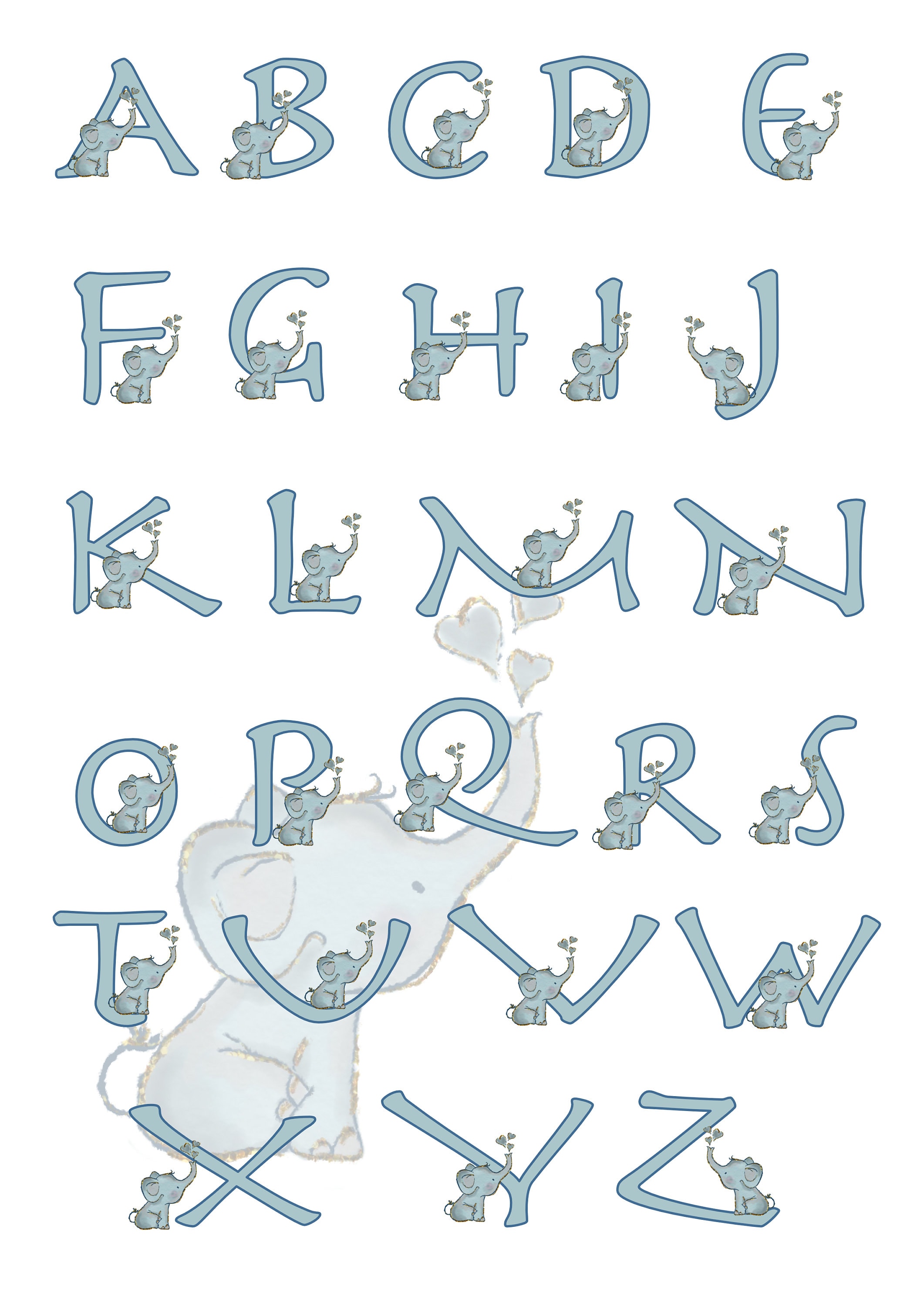 Baby Elephant Alphabet / Clipart /AZ/ Digital Download Etsy