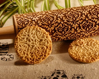 Damascus pattern rolling pin. Damascus theme embossing rolling pin. Damascus Ornaments. Backing..