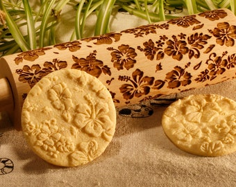 Floral pattern rolling pin. Floral theme embossing rolling pin. Floral Ornaments Backing..