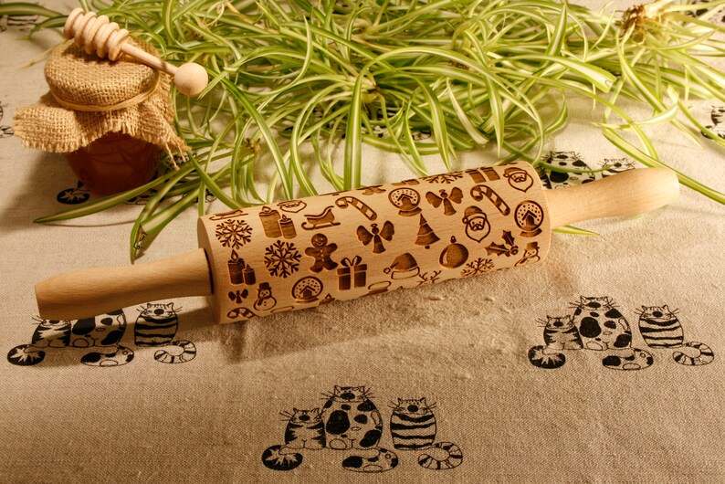 Christmas Pattern Rolling Pin. Christmas Theme Embossing Etsy Canada