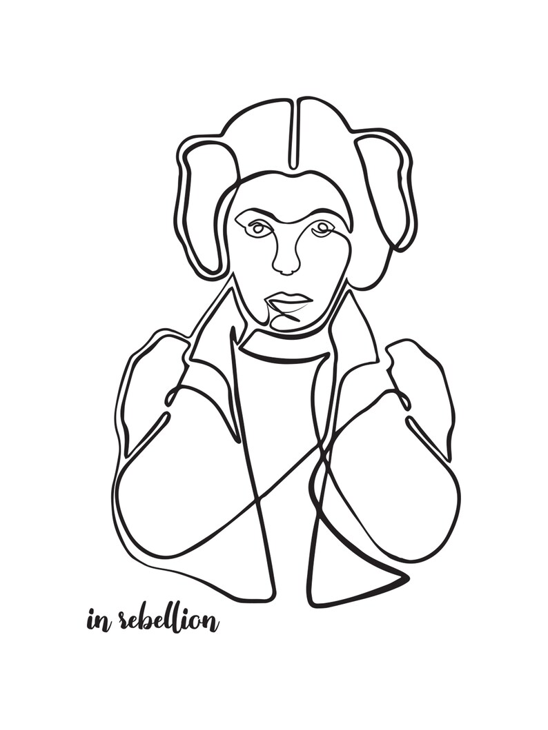 Single Line Art Star Wars Princess Leia Wall Art Wall Etsy