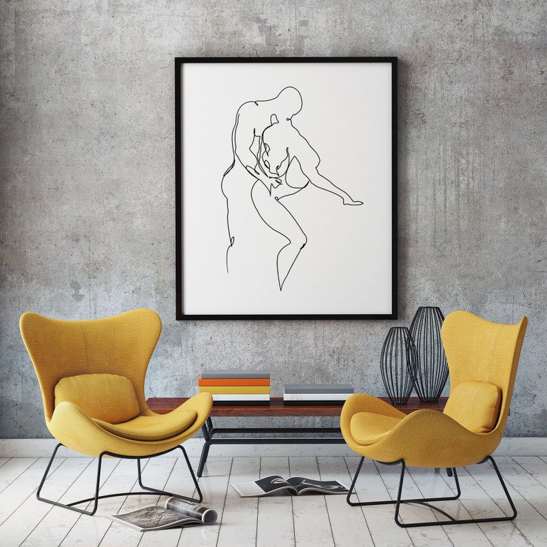 Abstract Couple Love Making Line  Art  Minimalist  Art  Etsy