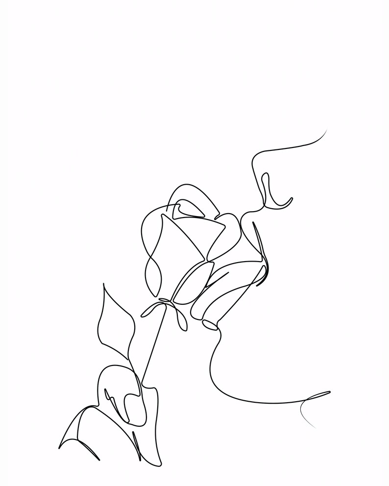 Rose Lick Abstract Line Art Minimalist Art Line Drawing | Etsy