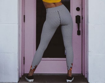 Highwaist Checkered Leggings // Unique Festival Rave Outfit // Active Dance Wear