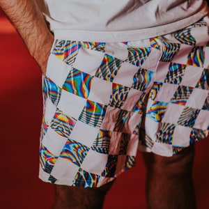 Checkmate Athletic Shorts // Bold Activewear // Trippy rave outfit // festival fashion image 1