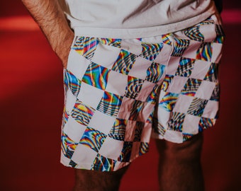 Checkmate Athletic Shorts // Bold Activewear // Trippy rave outfit // festival fashion