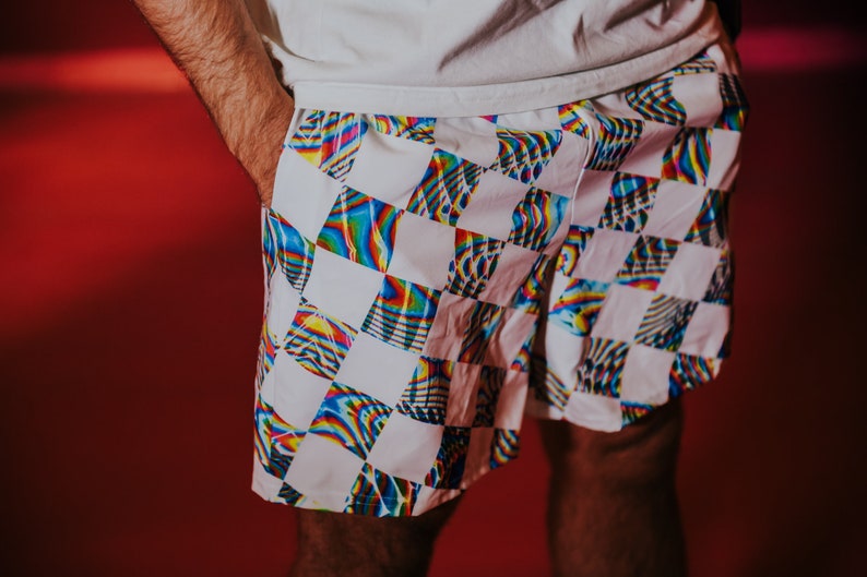 Checkmate Athletic Shorts // Bold Activewear // Trippy rave outfit // festival fashion image 1