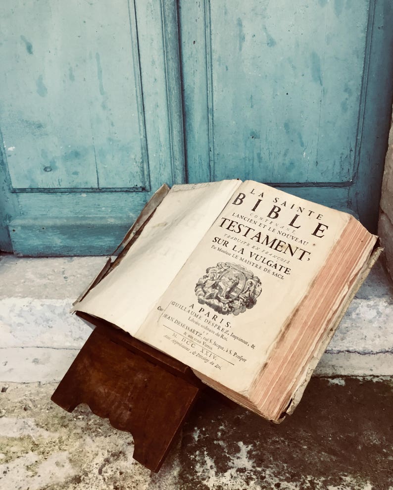 A Beautiful French Antique Noble Family Bible C1724 Complete With