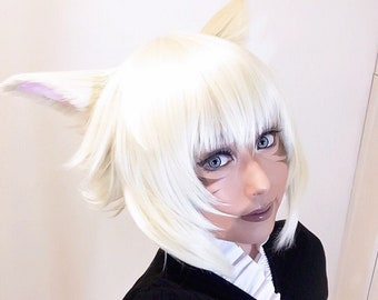 Y’shtola Miqote cosplay wig with attached ears