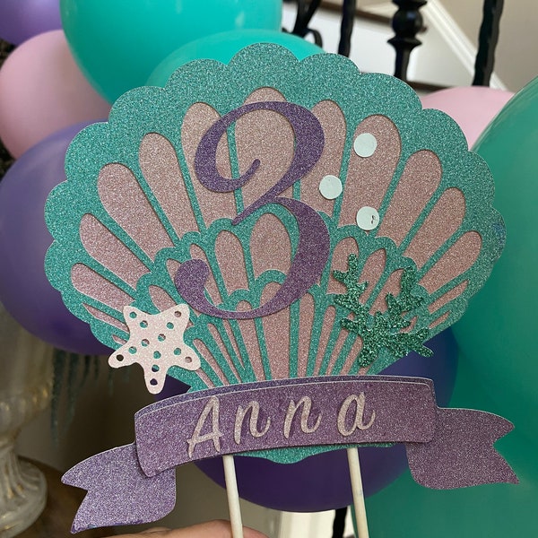 Custom Mermaid Sea Birthday Cake Topper