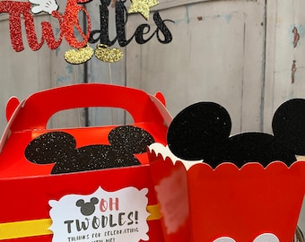 Oh Toodles Twodles Mickey Mouse Verjaardag Cake Topper Gable Boxes Popcorn