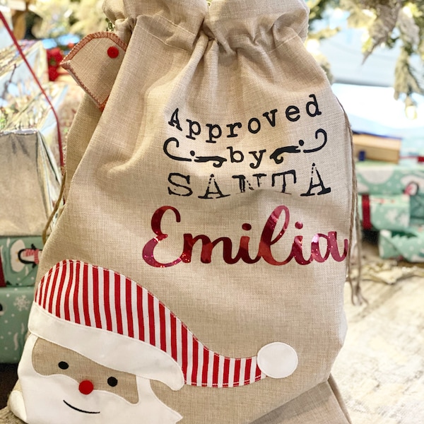 Personalized Santa Sacks with glitter font Mud Pie inspired (only reindeer left!!!)