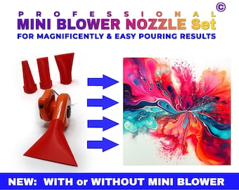 Profi-Mini-Gebläsedüsen-Aufsatz 4er Set für den "WESTMINSTER Mini Blower" | für Bloom, Dutch Pouring und andere Farbbewegungen geeignet